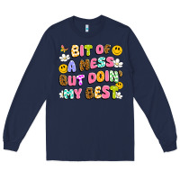 Navy bit of a mess but doin' my best Long Sleeve Tee - Artiststas