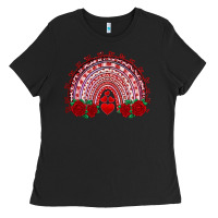 Black valentine's day rainbow with roses Ladies Tee - AdoDesignShop