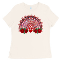 Bone valentine's day rainbow with roses Ladies Tee - AdoDesignShop