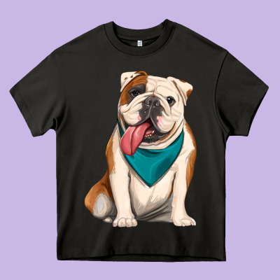 English Bulldog Heavy Core Tee Designed By Artiststas