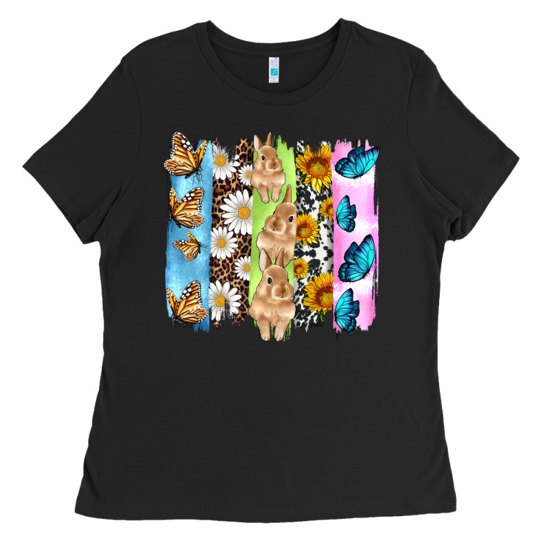 Easter Bunny Butterfly Daisy And Sunflower With Cowhide And  Leopard B Ladies Tee by Artiststas | Teevron