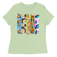 Matcha easter bunny butterfly daisy and sunflower with cowhide and  leopard b Ladies Tee - Artiststas