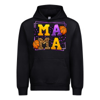 Black Purple and gold Basketball leopard frame Mama Urban Hoodie - LillyAllenDesigns