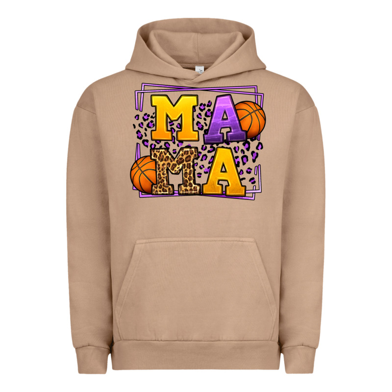 Purple And Gold Basketball Leopard Frame Mama Urban Hoodie by LillyAllenDesigns | Teevron
