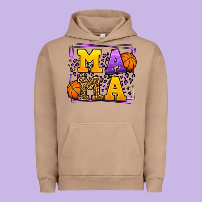 Purple And Gold Basketball Leopard Frame Mama Urban Hoodie Designed By Lillyallendesigns