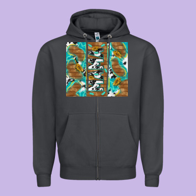 Cowhide Mama With Rustic Teal Wood Zipper Hoodie Designed By Tumblerdesignbyshophia