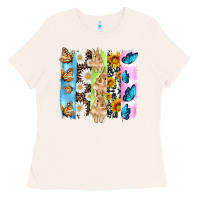 Bone easter bunny butterfly daisy and sunflower with cowhide and  leopard b Ladies Tee - Artiststas