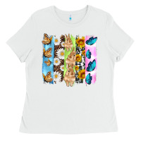 White easter bunny butterfly daisy and sunflower with cowhide and  leopard b Ladies Tee - Artiststas