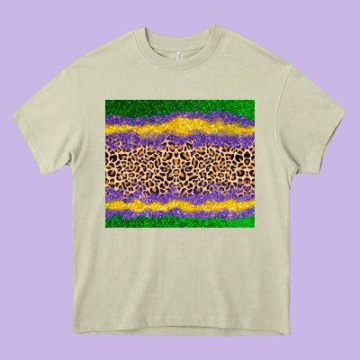 Mardi Gras Leopard Heavy Core Tee Designed By Adodesignshop