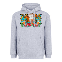 Heather Grey Mom Cow Flowers Heavyweight Hoodie - CowCowDesign