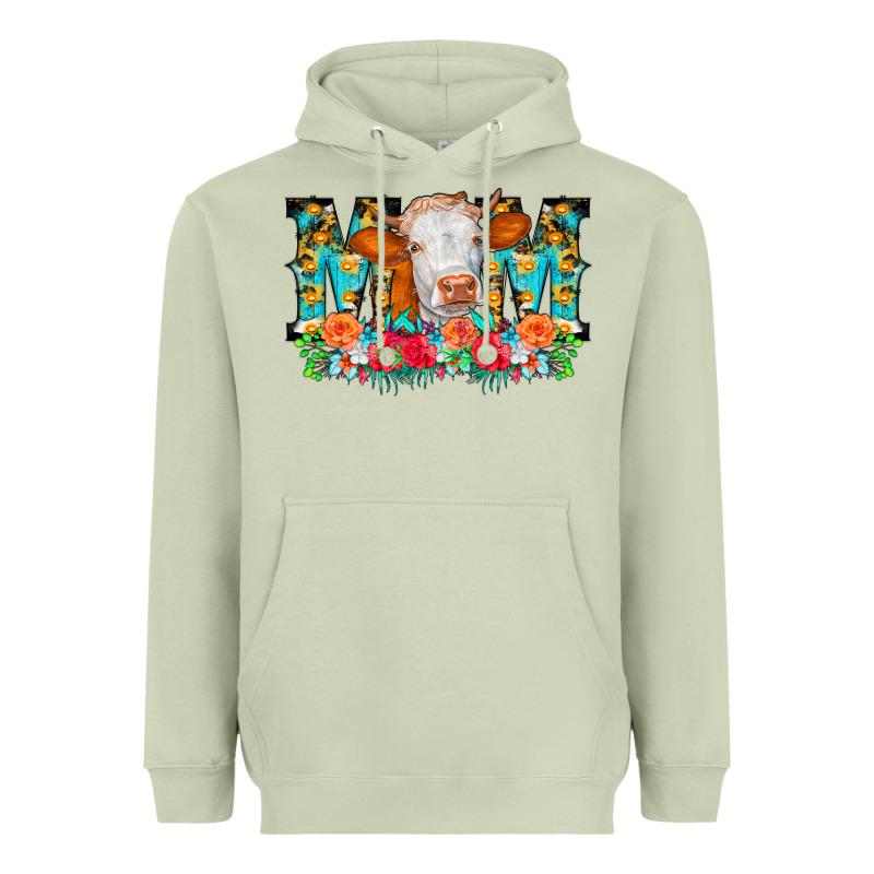 Mom Cow Flowers Heavyweight Hoodie by CowCowDesign | Teevron