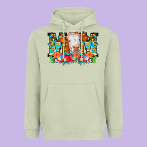 Mom Cow Flowers Heavyweight Hoodie Designed By Cowcowdesign