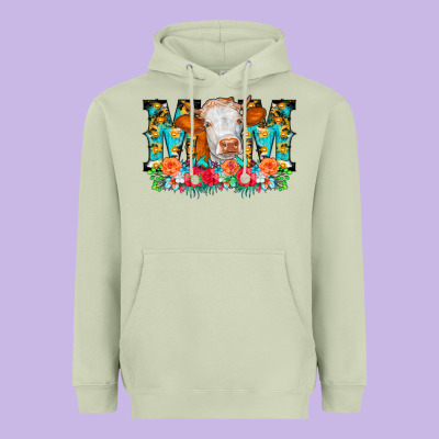 Mom Cow Flowers Heavyweight Hoodie Designed By Cowcowdesign