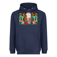 Navy Mom Cow Flowers Heavyweight Hoodie - CowCowDesign