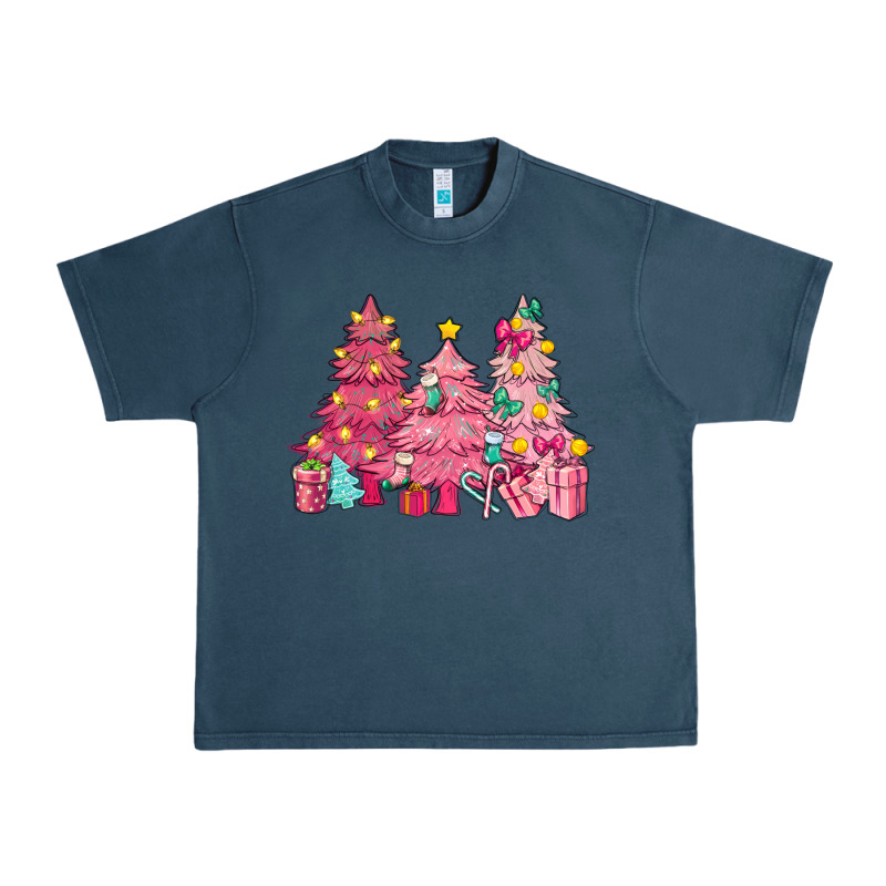 Pink Christmas Trees Urban Heavy Tee by NancyCooperArtShop | Teevron