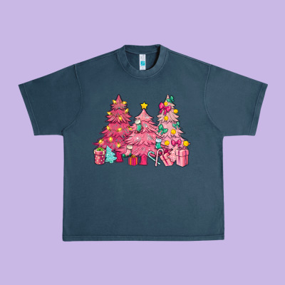 Pink Christmas Trees Urban Heavy Tee Designed By Nancycooperartshop