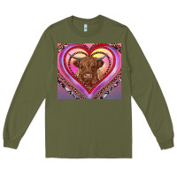 Army Green highland cow valentine's day Long Sleeve Tee - RanaPortraitStore