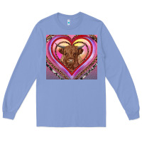 Colony Blue highland cow valentine's day Long Sleeve Tee - RanaPortraitStore