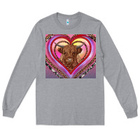 Heather Grey highland cow valentine's day Long Sleeve Tee - RanaPortraitStore