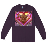 Plum highland cow valentine's day Long Sleeve Tee - RanaPortraitStore