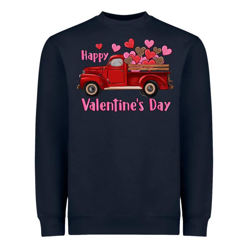 Happy Valentine's Day Truck Hearts Heavyweight Sweatshirt by RanaPortraitStore | Teevron