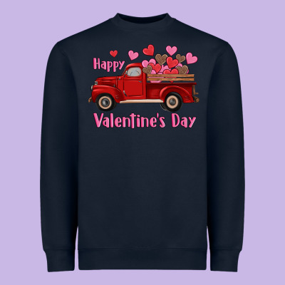 Happy Valentine's Day Truck Hearts Heavyweight Sweatshirt Designed By Ranaportraitstore