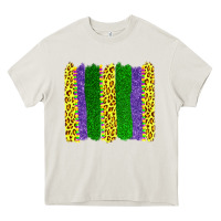 Cream mardi gras leopard brushstrokes Heavy Core Tee - AdoDesignShop