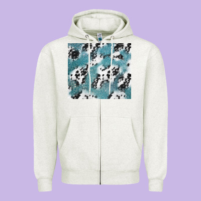 Teal Glitter And Cowhide Zipper Hoodie Designed By Tumblerdesignbyshophia
