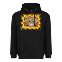 Black Baby Cow Leopard Sunflowers Heavyweight Hoodie - CowCowDesign