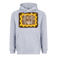 Heather Grey Baby Cow Leopard Sunflowers Heavyweight Hoodie - CowCowDesign