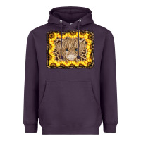 Plum Baby Cow Leopard Sunflowers Heavyweight Hoodie - CowCowDesign