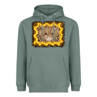 Sage Baby Cow Leopard Sunflowers Heavyweight Hoodie - CowCowDesign