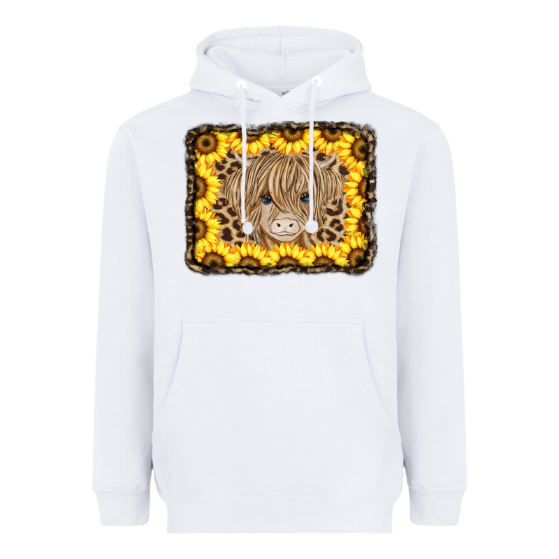 Baby Cow Leopard Sunflowers Heavyweight Hoodie by CowCowDesign | Teevron