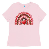 Bubblegum Pink valentine's day rainbow with heart Ladies Tee - AdoDesignShop