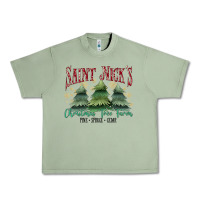 Oil Green Saint Nick's Christmas Tree Farm Urban Heavy Tee - MaliasSmallBusiness