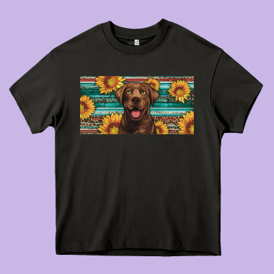 Western Chocolate Labrador License Plate Heavy Core Tee Designed By Artiststas