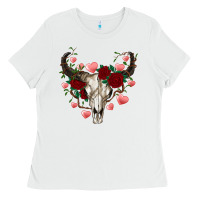 White valentine's bull skull Ladies Tee - AdoDesignShop