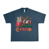 Midnight Navy Pink Just a girl who loves Christmas Urban Heavy Tee - NancyCooperArtShop