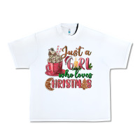 White Pink Just a girl who loves Christmas Urban Heavy Tee - NancyCooperArtShop