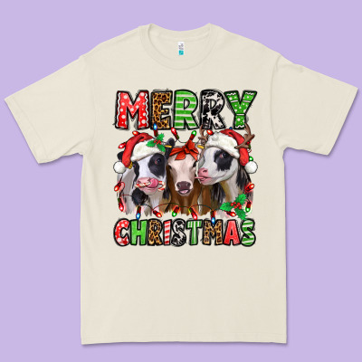 Merry Christmas Heifers Premium Tee Designed By Jasminsmagicworld