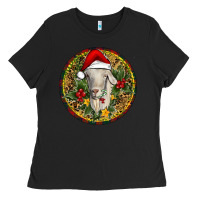 Black Christmas Goat Ladies Tee - RanaPortraitStore