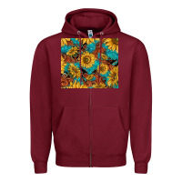 Burgundy rustic sunflowers Zipper Hoodie - TumblerDesignByShophia