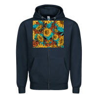Navy rustic sunflowers Zipper Hoodie - TumblerDesignByShophia