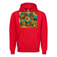 Red rustic sunflowers Zipper Hoodie - TumblerDesignByShophia