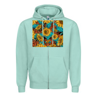 Seafoam rustic sunflowers Zipper Hoodie - TumblerDesignByShophia