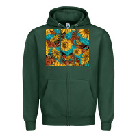 Sports Green rustic sunflowers Zipper Hoodie - TumblerDesignByShophia