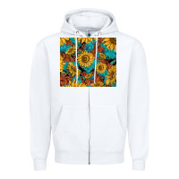 White rustic sunflowers Zipper Hoodie - TumblerDesignByShophia