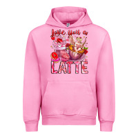 Fuchsia Pink Love You Latte Valentine Cupid Urban Hoodie - CowhideDigitalArt