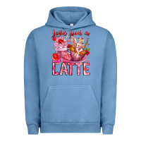 Pigment Pebble Blue Love You Latte Valentine Cupid Urban Hoodie - CowhideDigitalArt