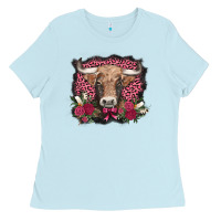 Baby Blue v.d. cow and roses Ladies Tee - AdoDesignShop